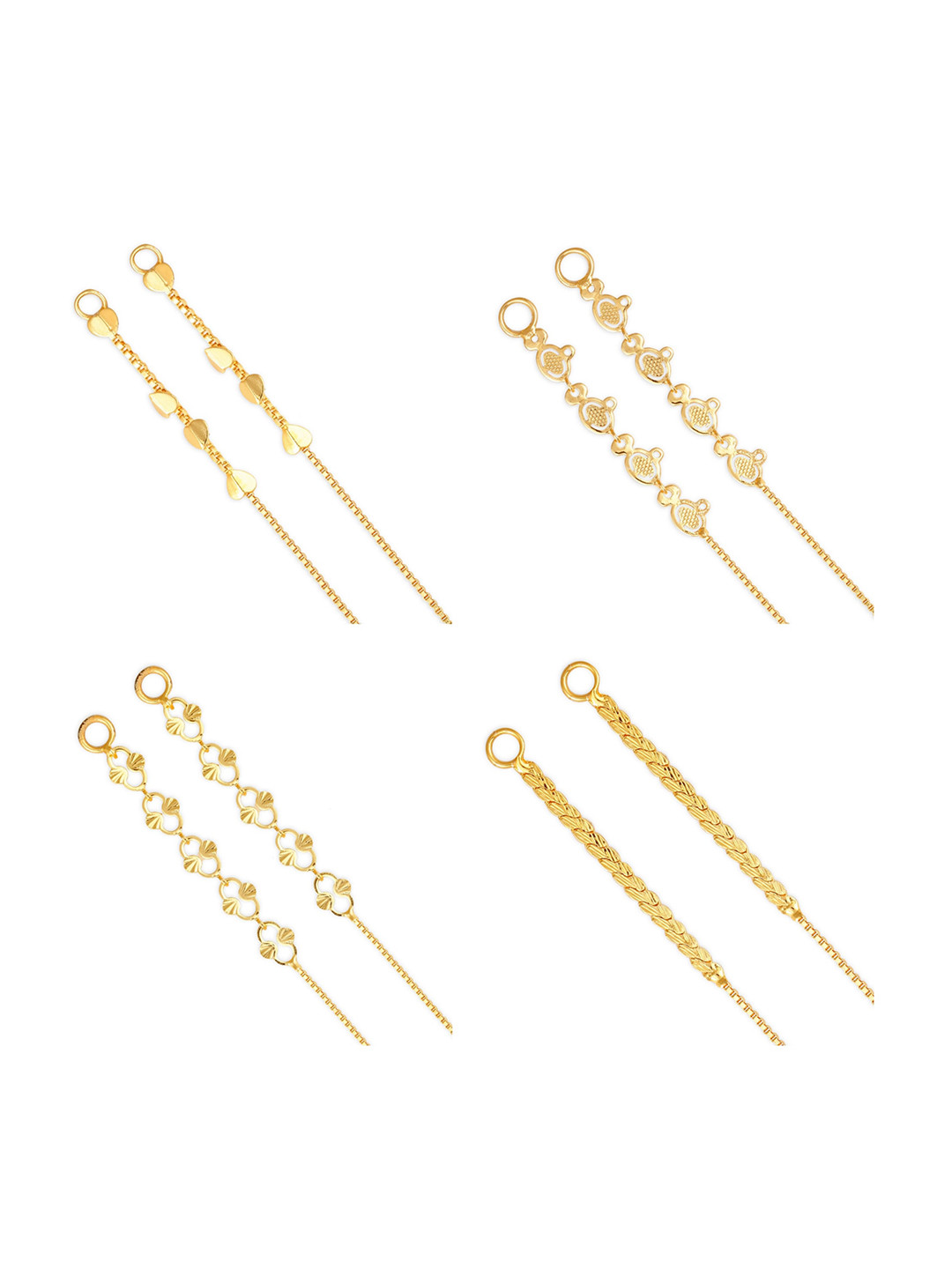 

Vighnaharta Set Of 4 Gold-Plated Classic Drop Ear Chains