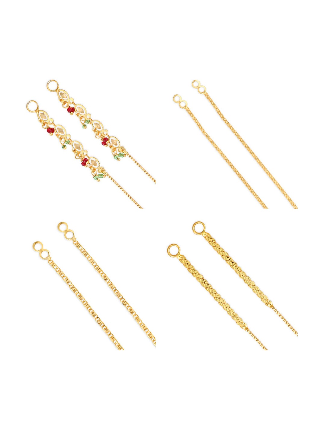 

Vighnaharta Set Of 4 Gold-Plated Ear Chain