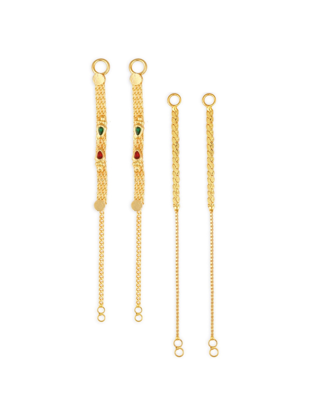 

Vighnaharta Set Of 2 Gold-Plated Drop Ear Chain
