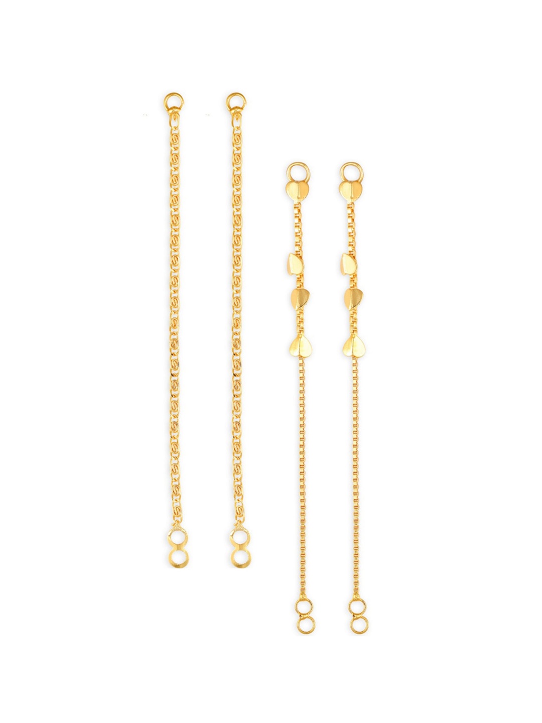 

Vighnaharta Set Of 2 Gold-Plated Drop Ear Chain