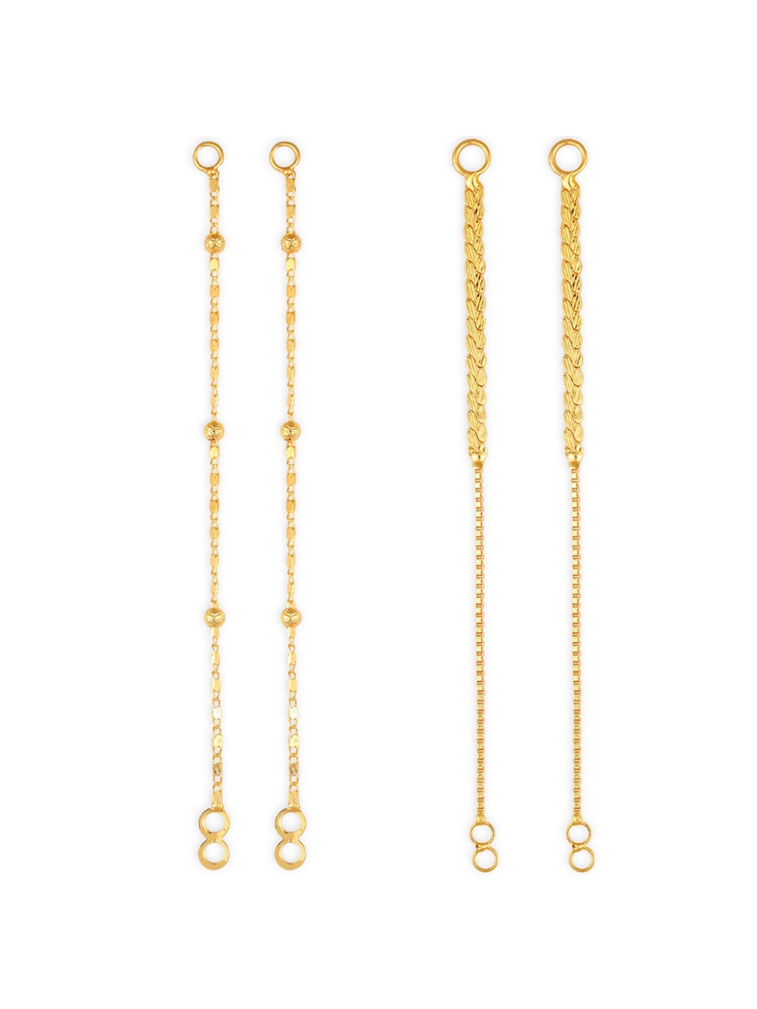 

Vighnaharta Set Of 2 Gold-Plated Drop Ear Chain