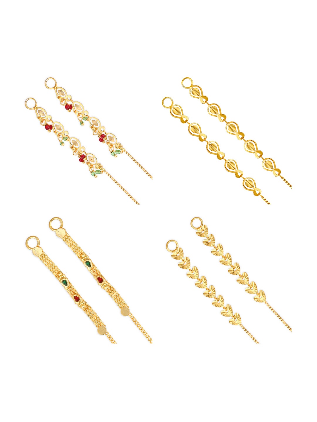 

Vighnaharta Set Of 4 Gold-Plated Drop Ear Chain