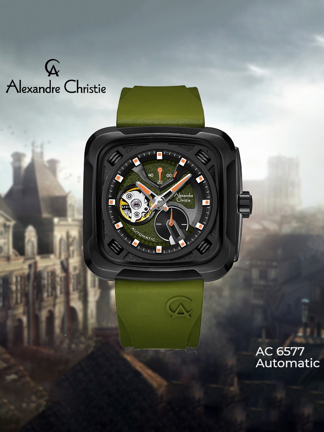 

Alexandre Christie Men Dial & Straps Analogue Automatic Motion Powered Watch 6577MARIPBAGN, Green