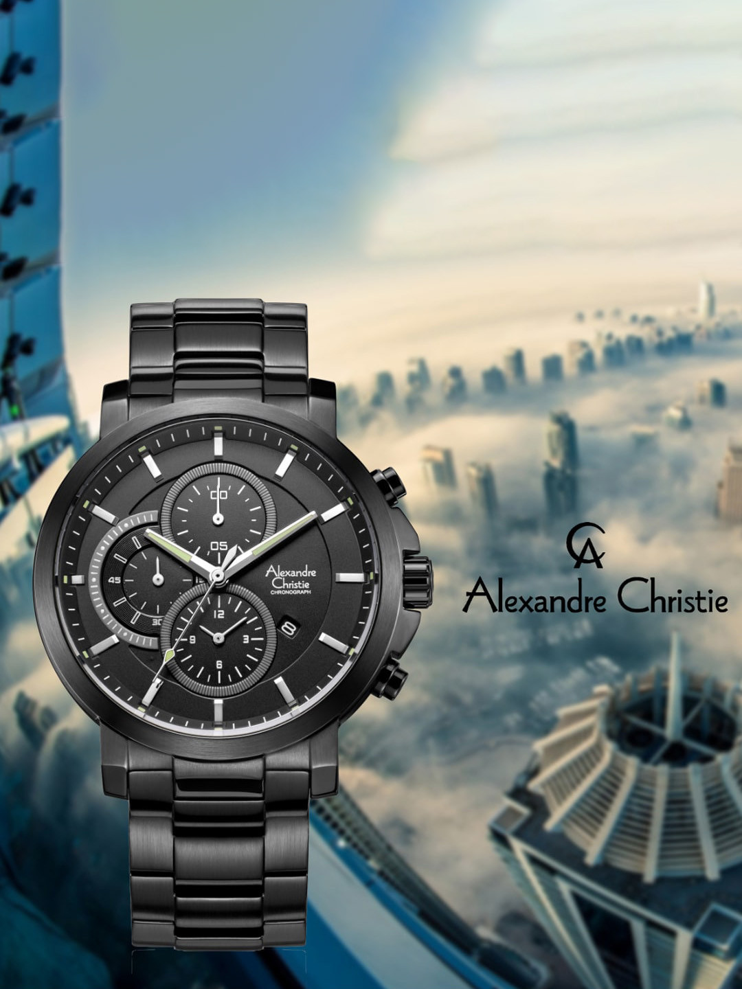 

Alexandre Christie Men Stainless Steel Bracelet Style Straps Analogue Watch 6350MCBEPBA, Black