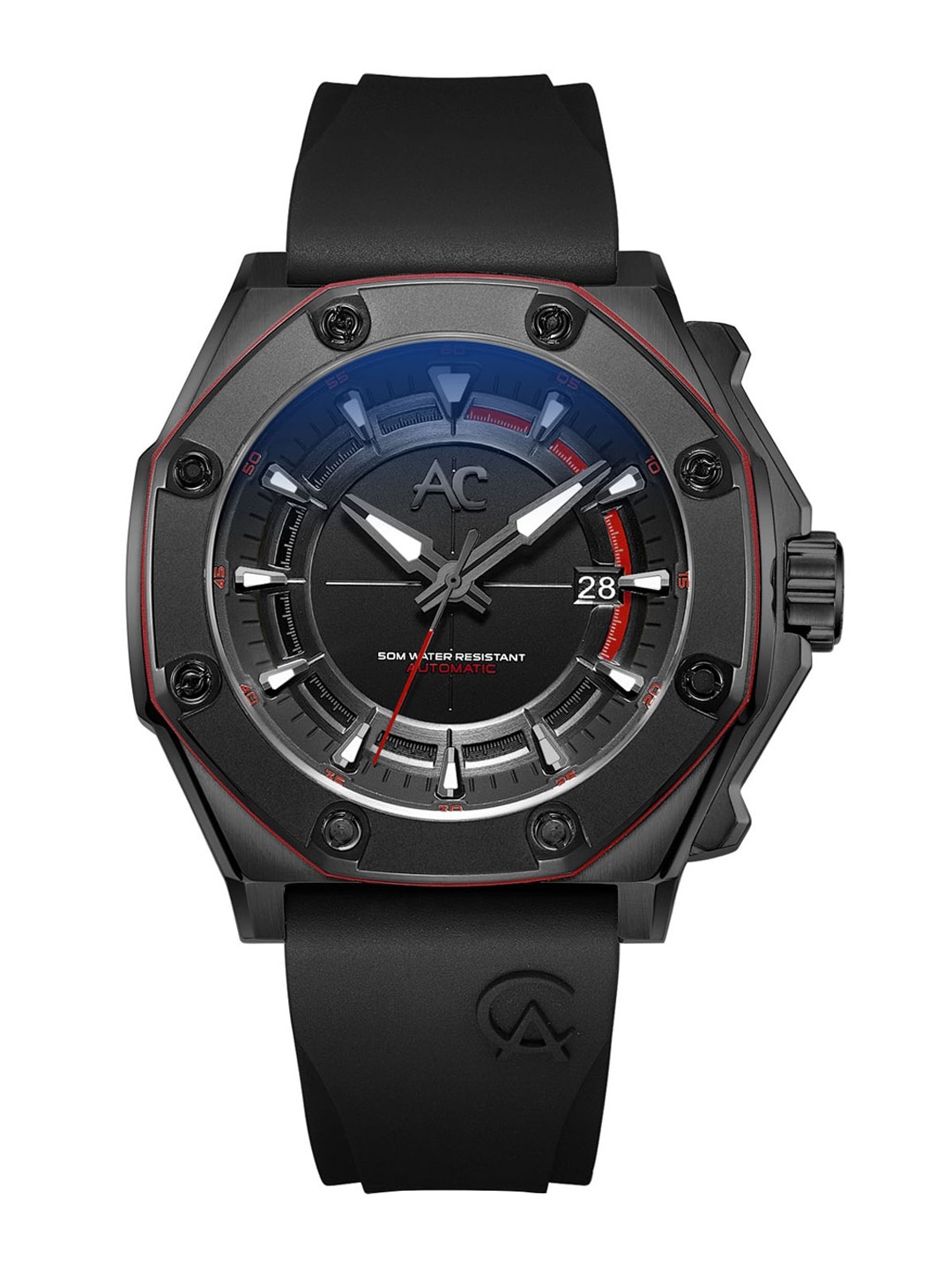

Alexandre Christie Men Dial & Straps Analogue Automatic Motion Powered Watch 9601MAREPBARE, Black