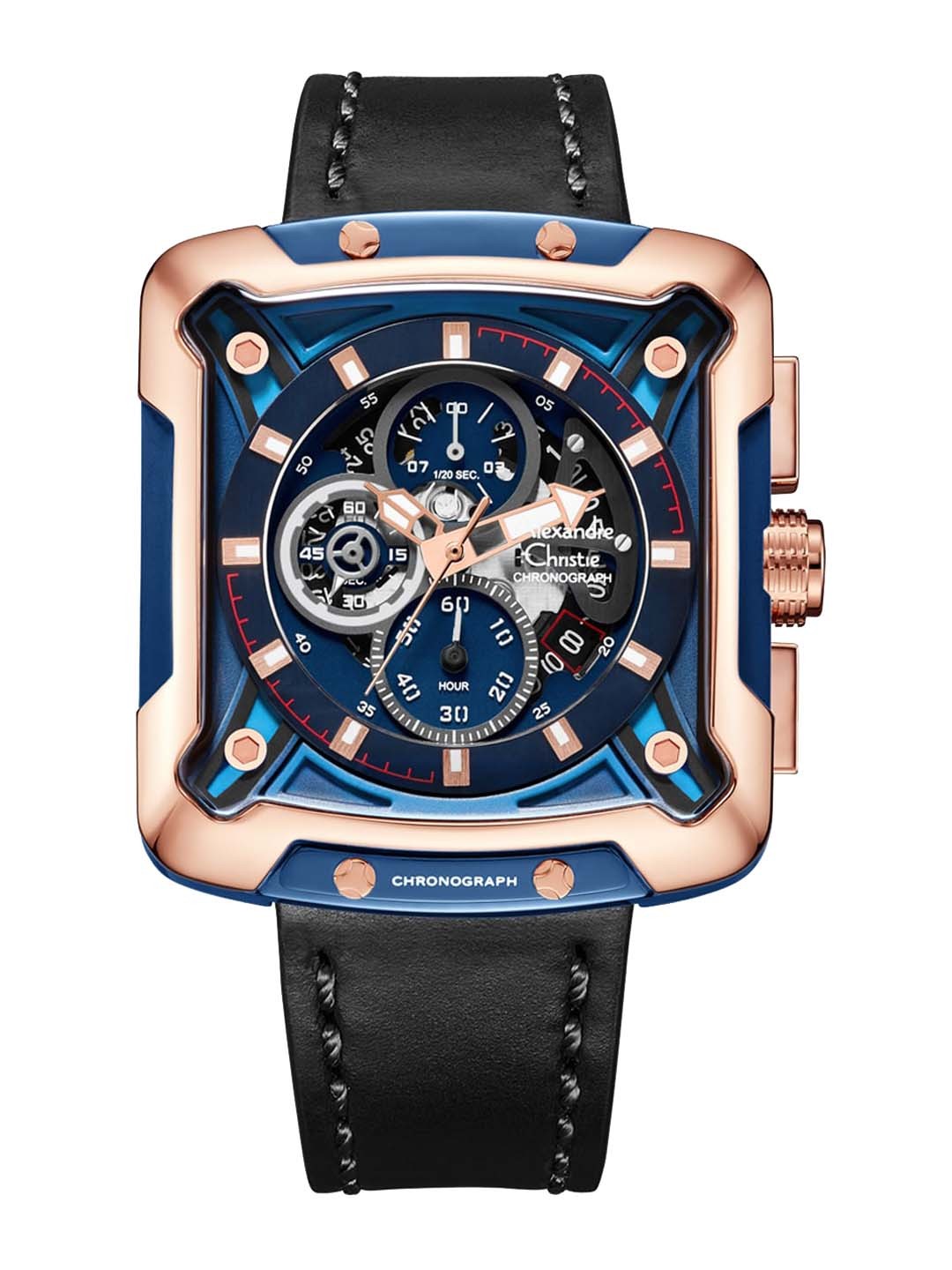 

Alexandre Christie Men Dial & Leather Straps Analogue Watch 3039MCLURBU, Navy blue
