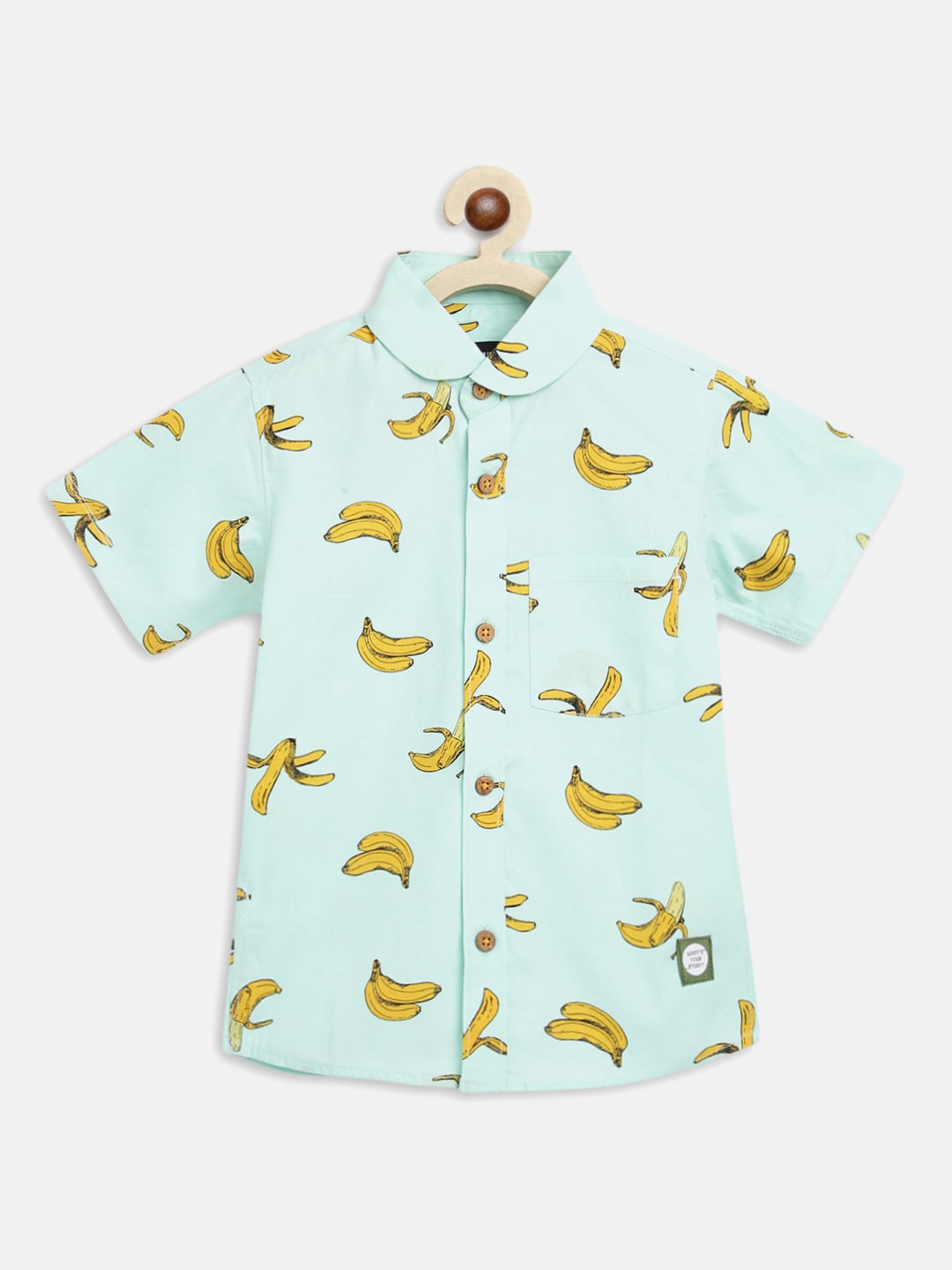 

TALES & STORIES Boys Conversational Printed Cotton Casual Shirt, Green