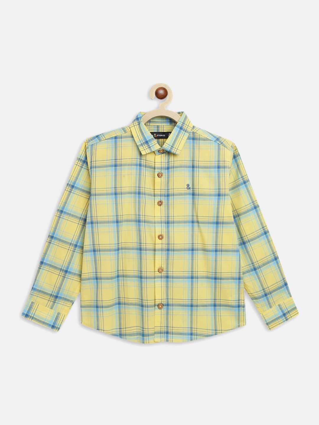 

TALES & STORIES Boys Tartan Checked Cotton Casual Shirt, Yellow