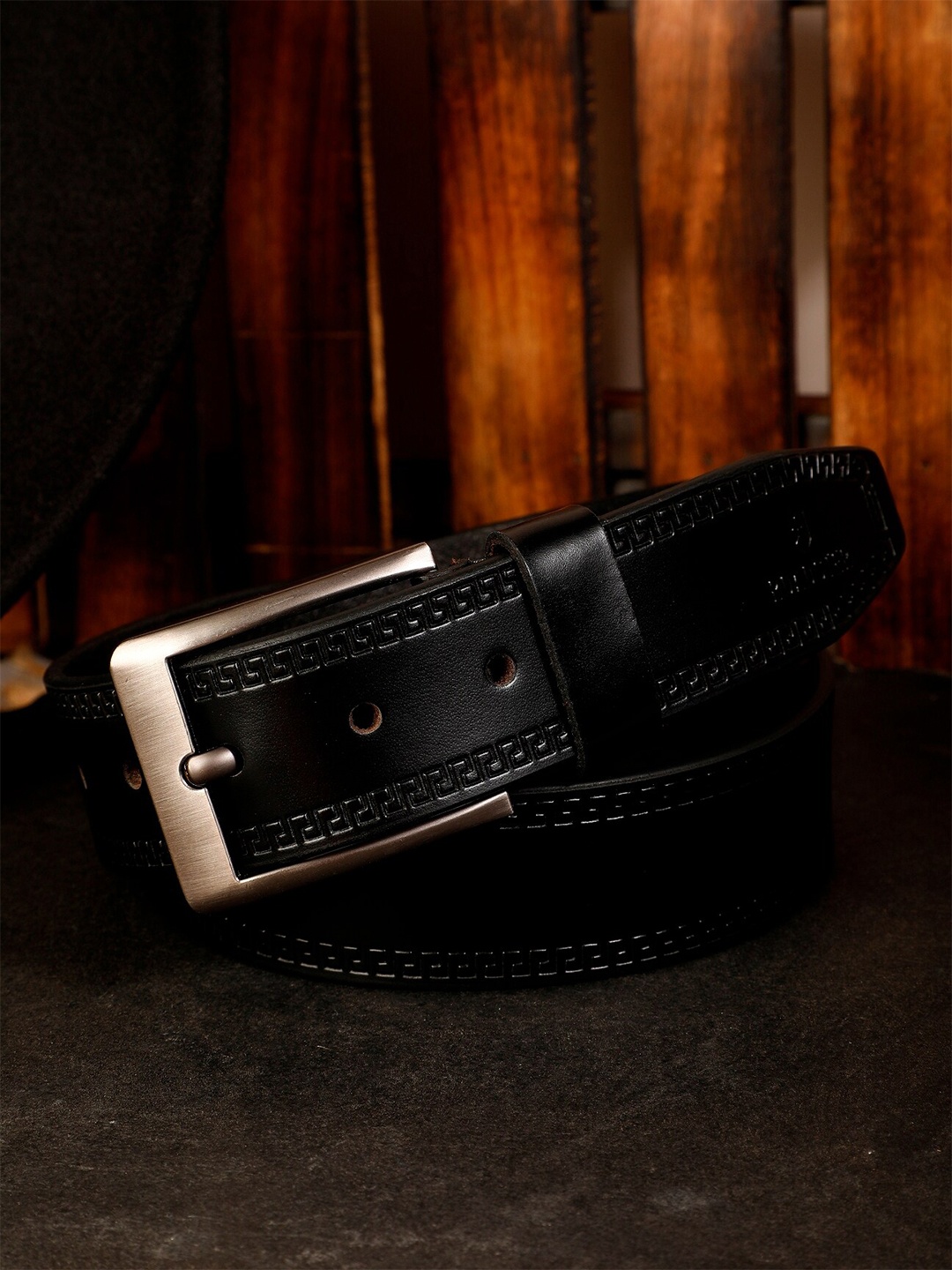 

Roadster Men Leather Formal Belt, Black