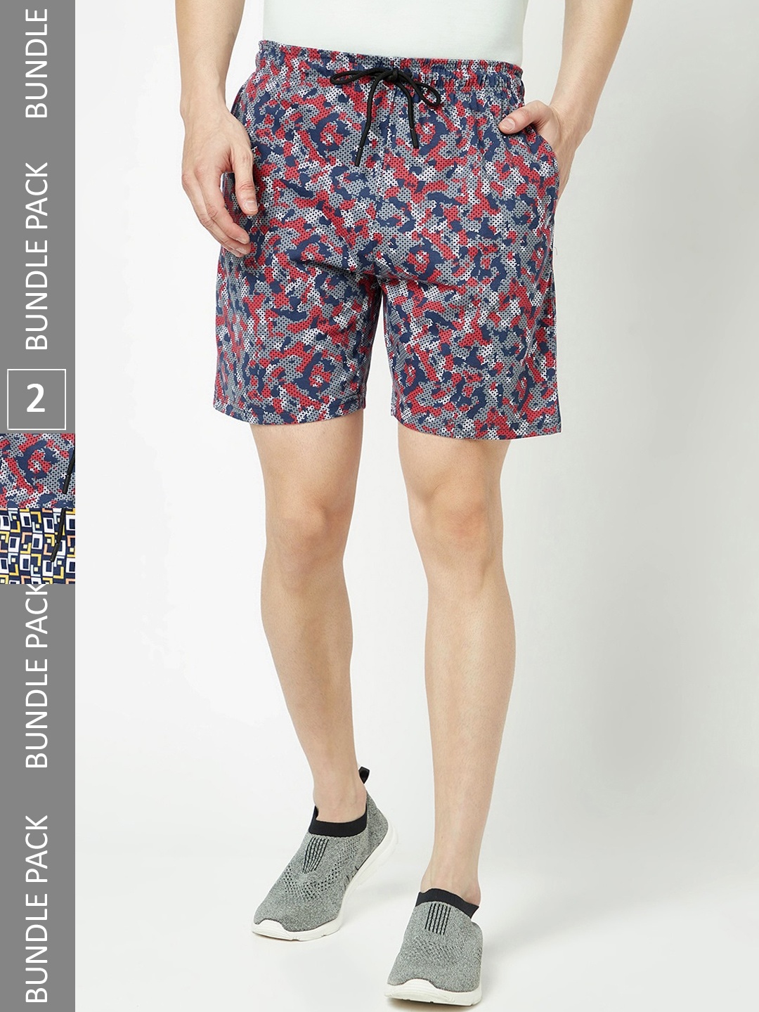 

T.T. Men Pack Of 2 Abstract Printed Cotton Shorts, Blue