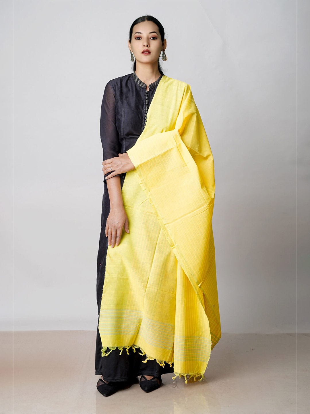 

Unnati Silks Striped Pure Cotton Dupatta, Yellow