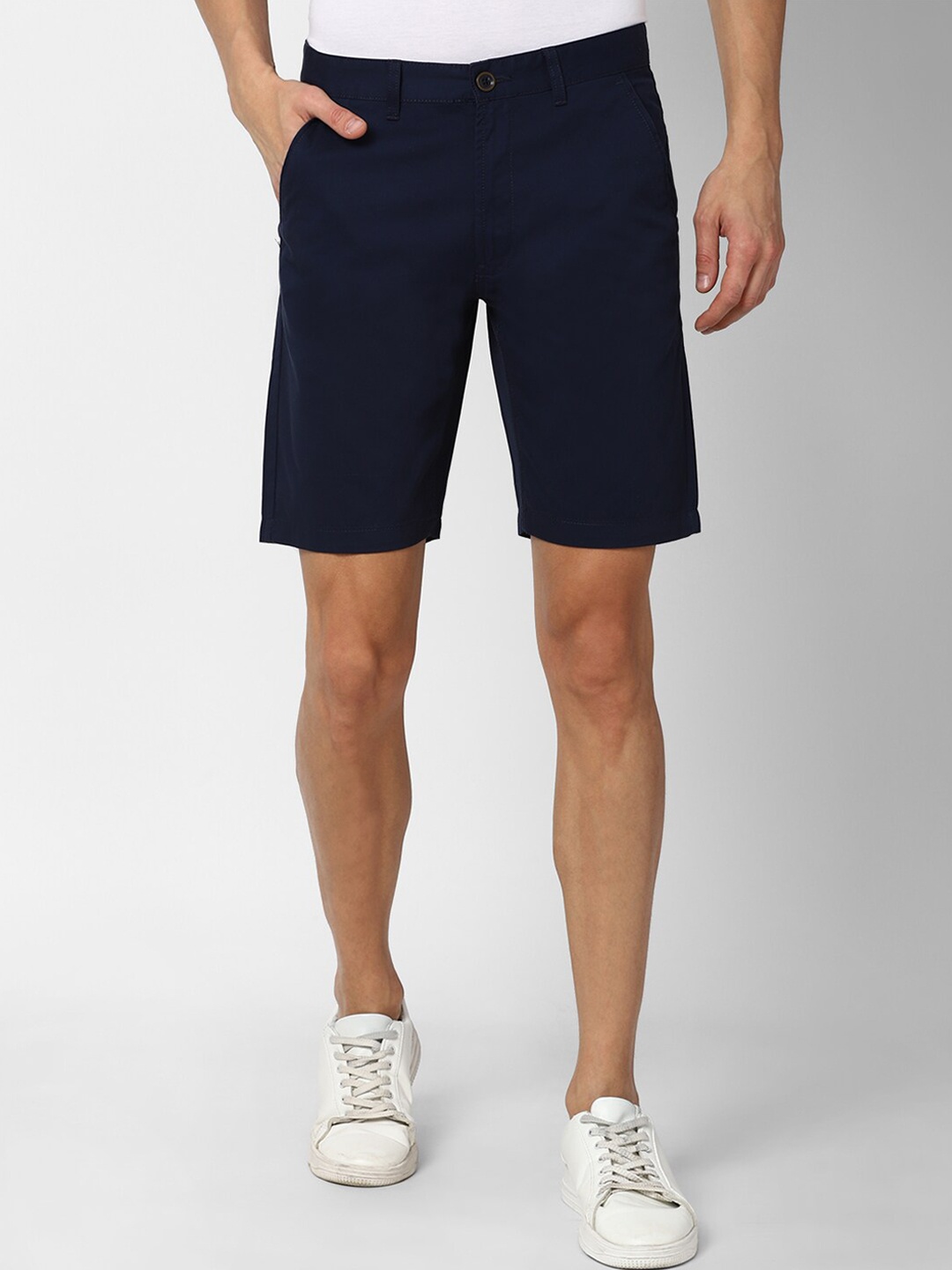 

PETER ENGLAND UNIVERSITY Men Mid Rise Cotton Shorts, Navy blue