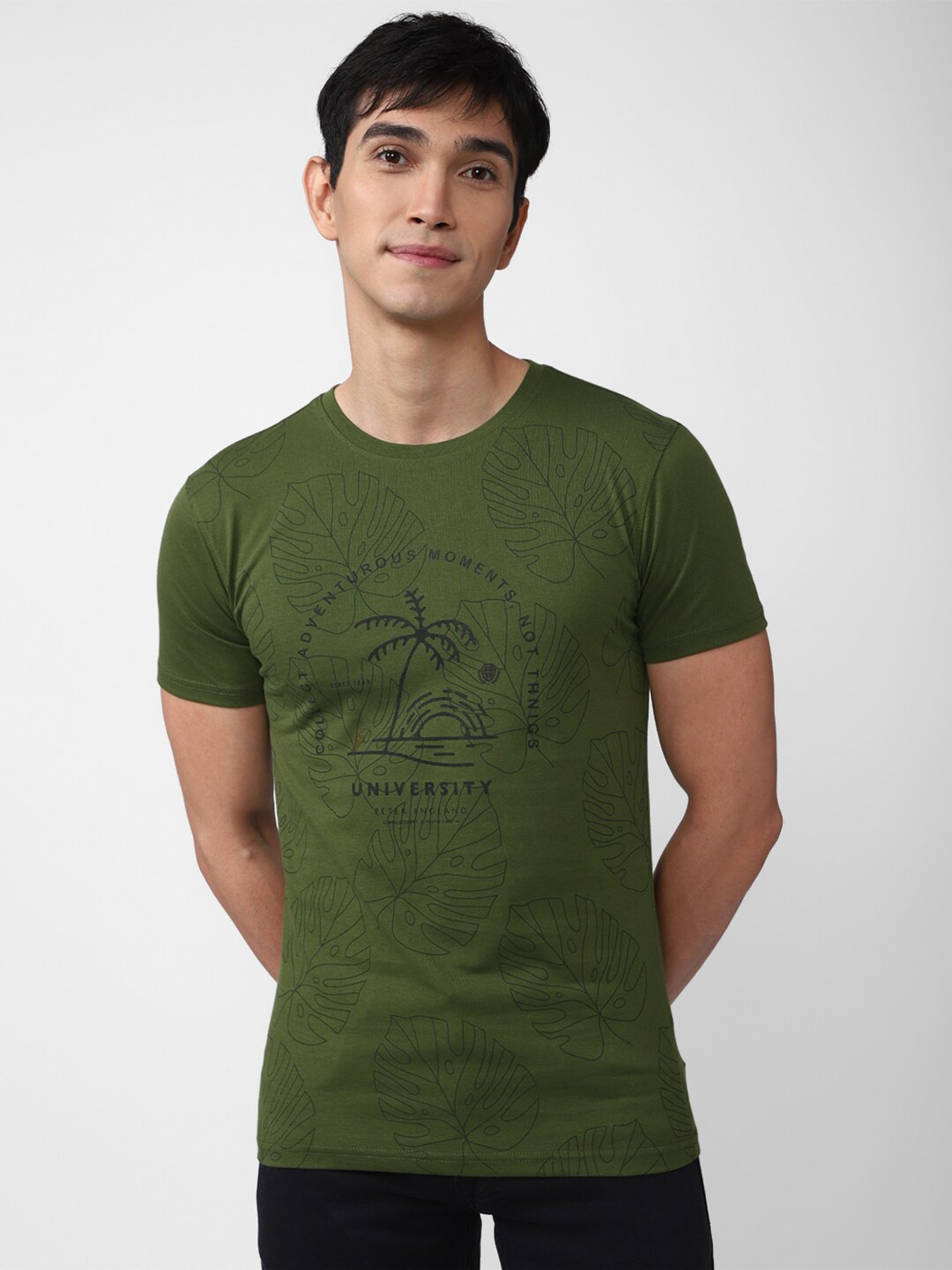 

PETER ENGLAND UNIVERSITY Typography Printed Slim Fit T-shirt, Olive