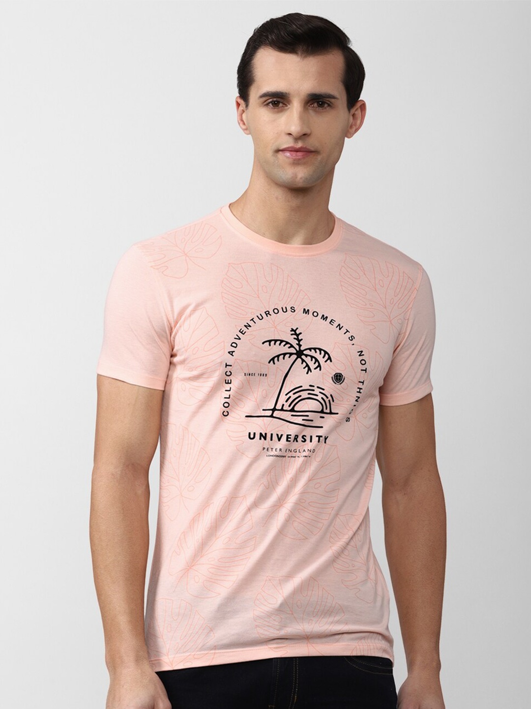 

PETER ENGLAND UNIVERSITY Typography Printed Slim Fit T-shirt, Pink
