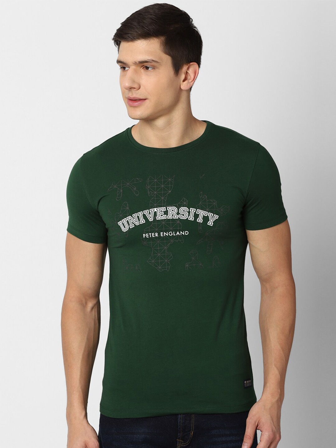 

PETER ENGLAND UNIVERSITY Typography Printed Slim Fit T-shirt, Green