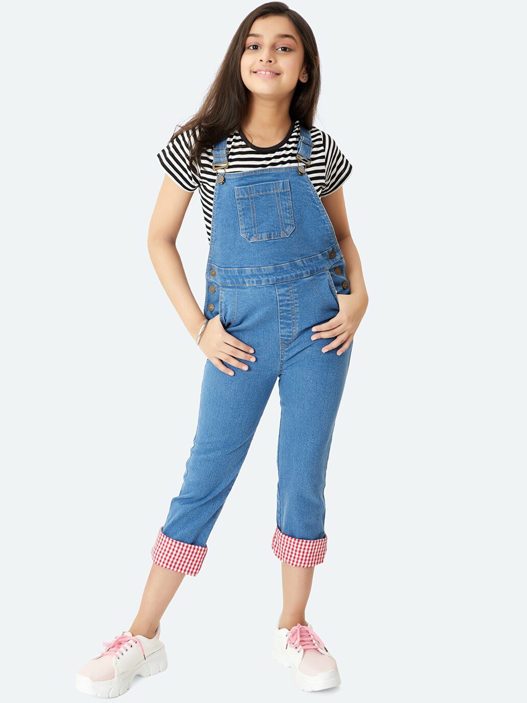 

Olele Girls Signature Denim Dungaree, Blue