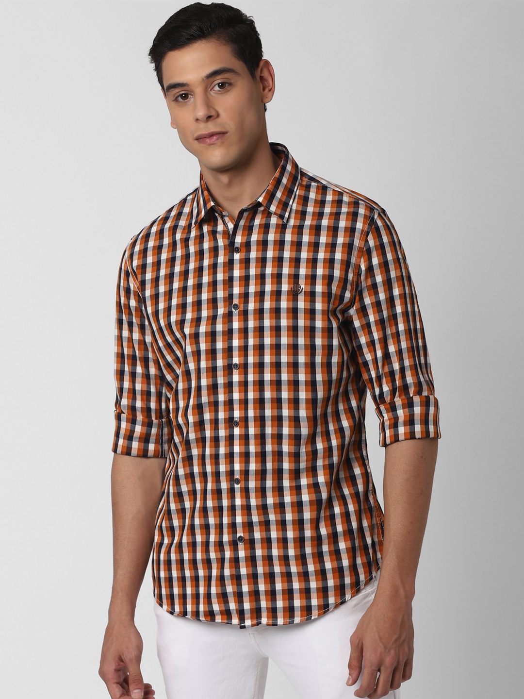 

PETER ENGLAND UNIVERSITY Slim Fit Checked Casual Pure Cotton Shirt, Brown