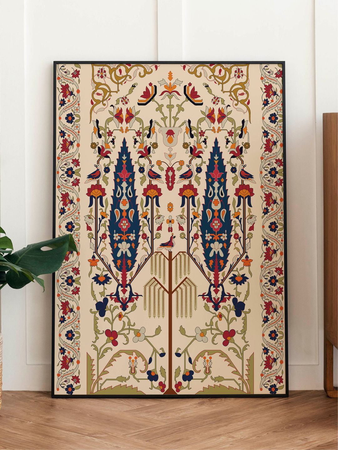 

INDIAN CLASSIC ART Beige & Blue Vintage Framed Wall Art