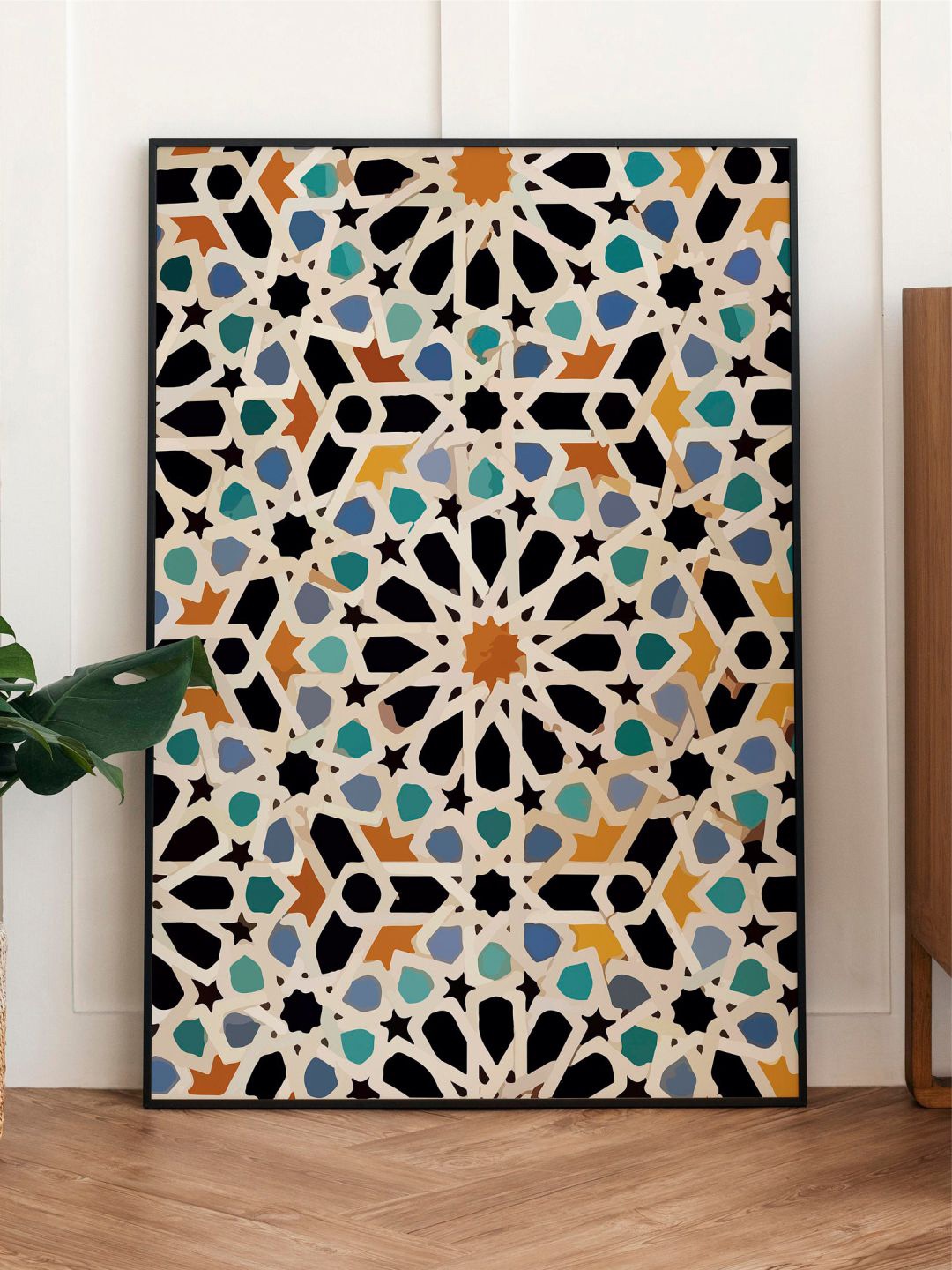 

INDIAN CLASSIC ART White & Blue Islamic Framed Wall Art