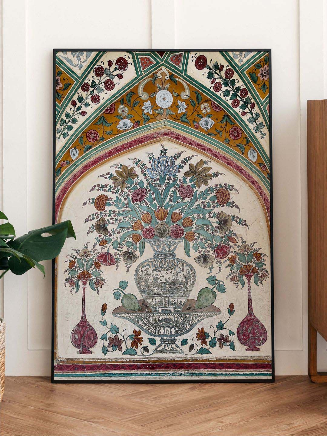 

INDIAN CLASSIC ART Off-White & Blue Vintage Framed Wall Art