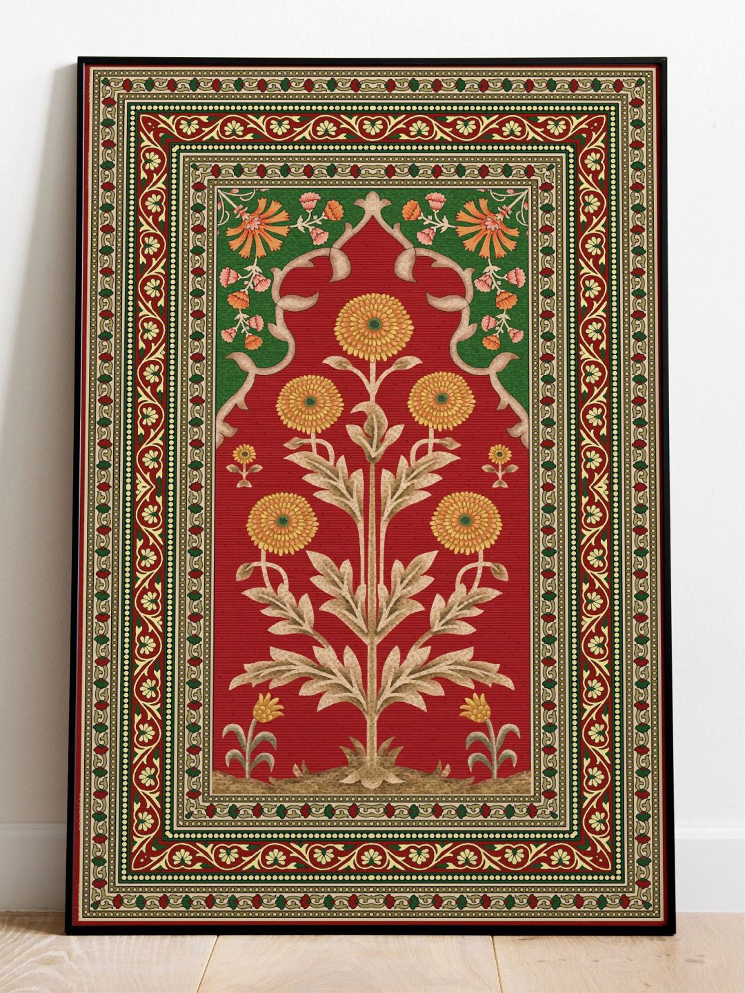 

INDIAN CLASSIC ART Red & Green Indian Folk Framed Wall Art