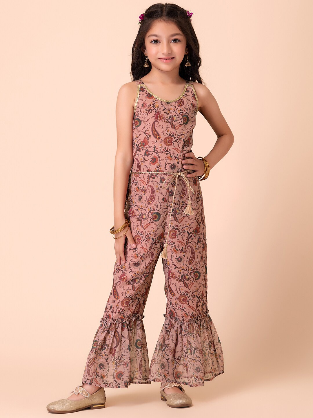 

Miss Indya Girls Printed Basic Jumpsuit, Pink