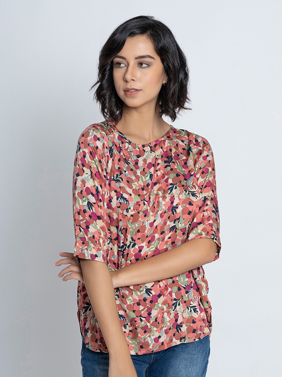 

B.Copenhagen Floral Printed Regular Top, Brown