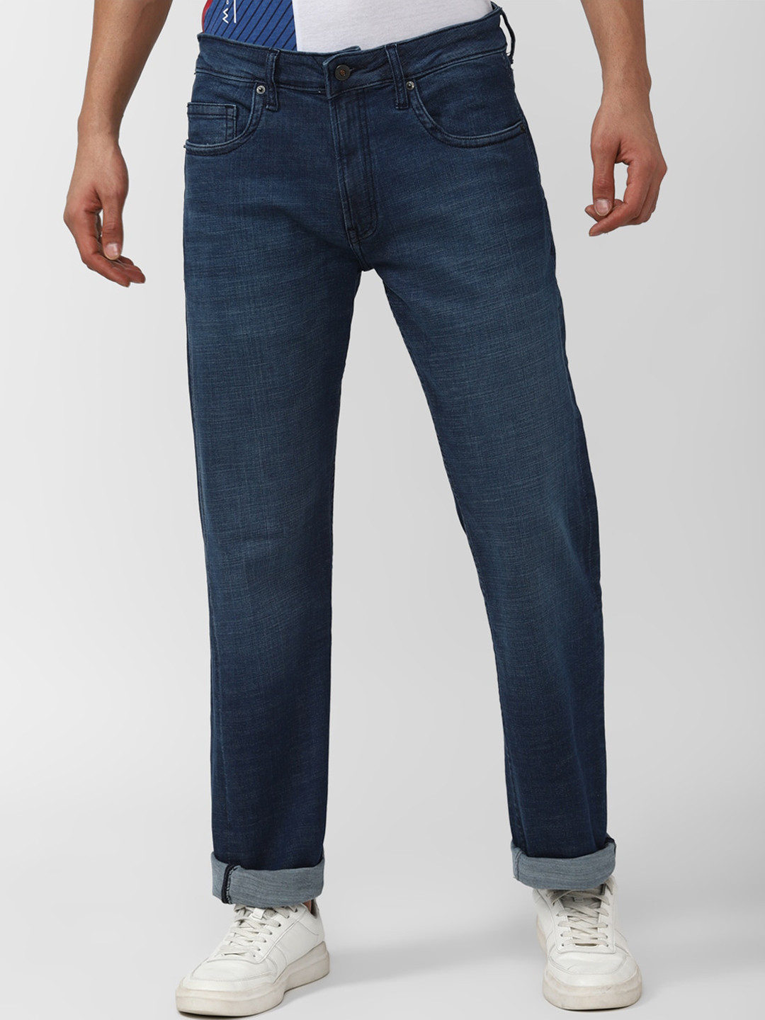 

Peter England Casuals Men Mid-Rise Clean Look Light Fade Jeans, Navy blue