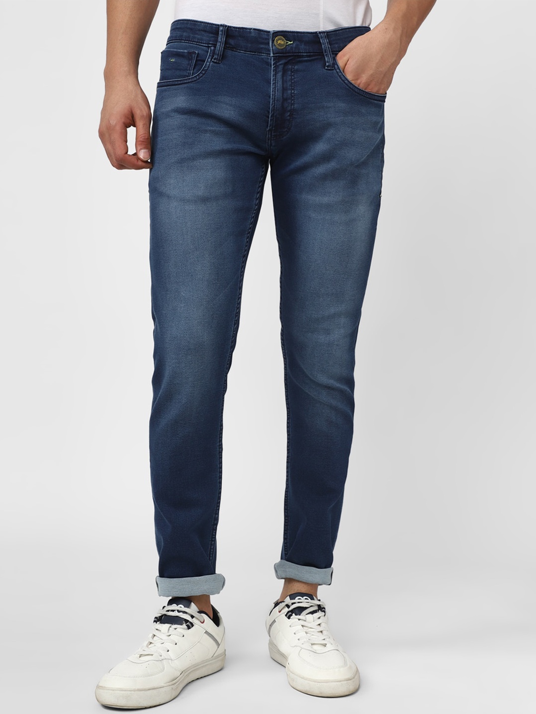 

Peter England Casuals Men Clean Look Skinny Fit Light Fade Jeans, Navy blue