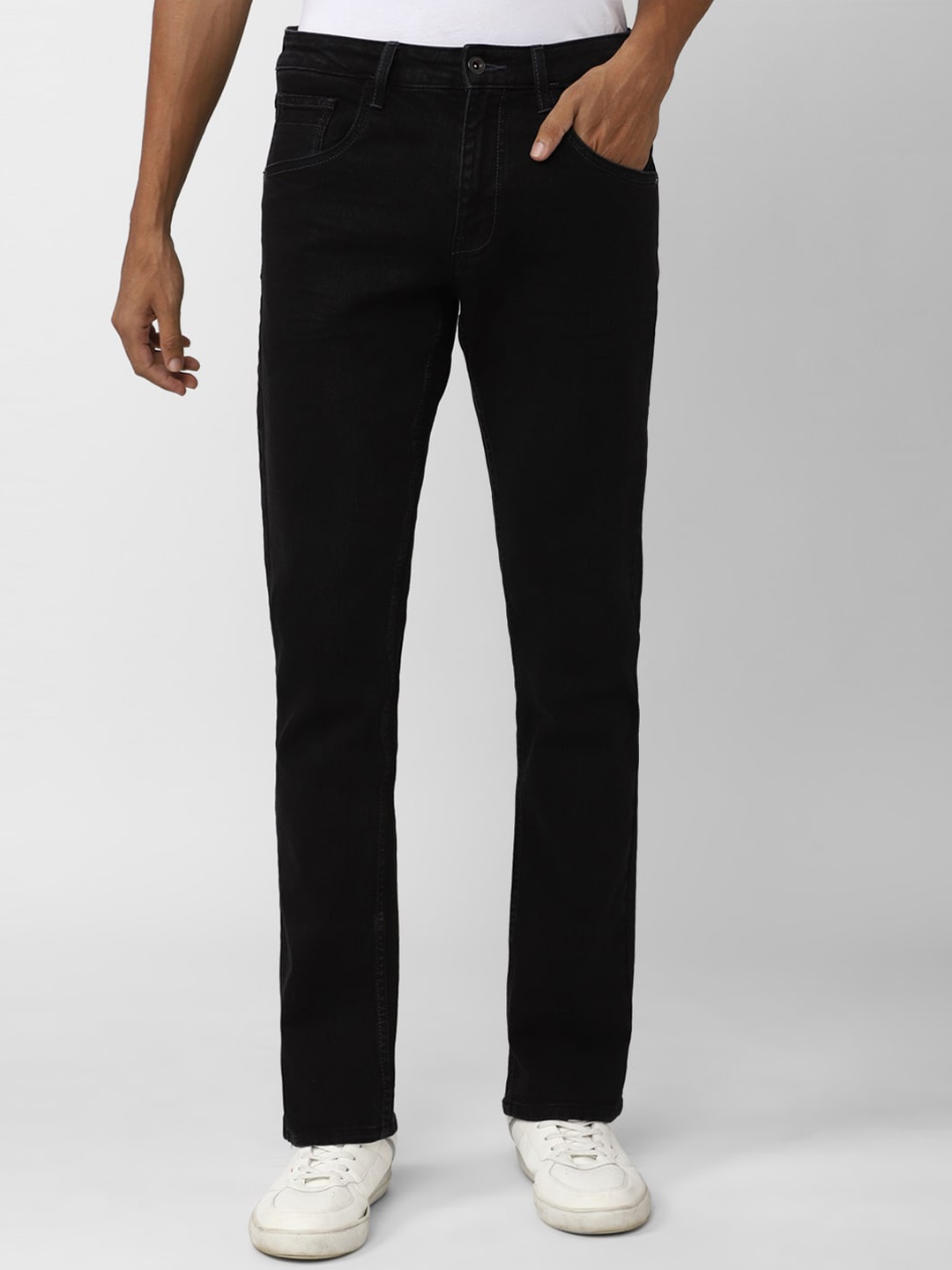 

VAN HEUSEN DENIM LABS Men Regular Fit Clean Look Stretchable Jeans, Black