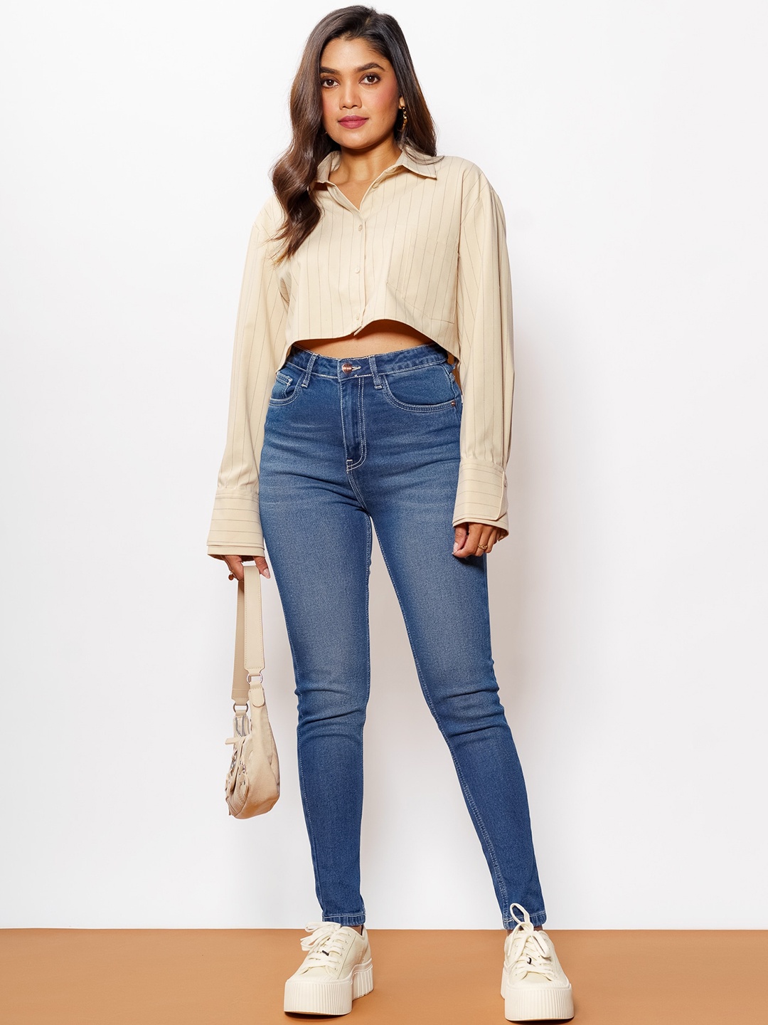 

FREAKINS Women Blue Skinny Fit High-Rise Clean Look Light Fade Pure Cotton Jeans