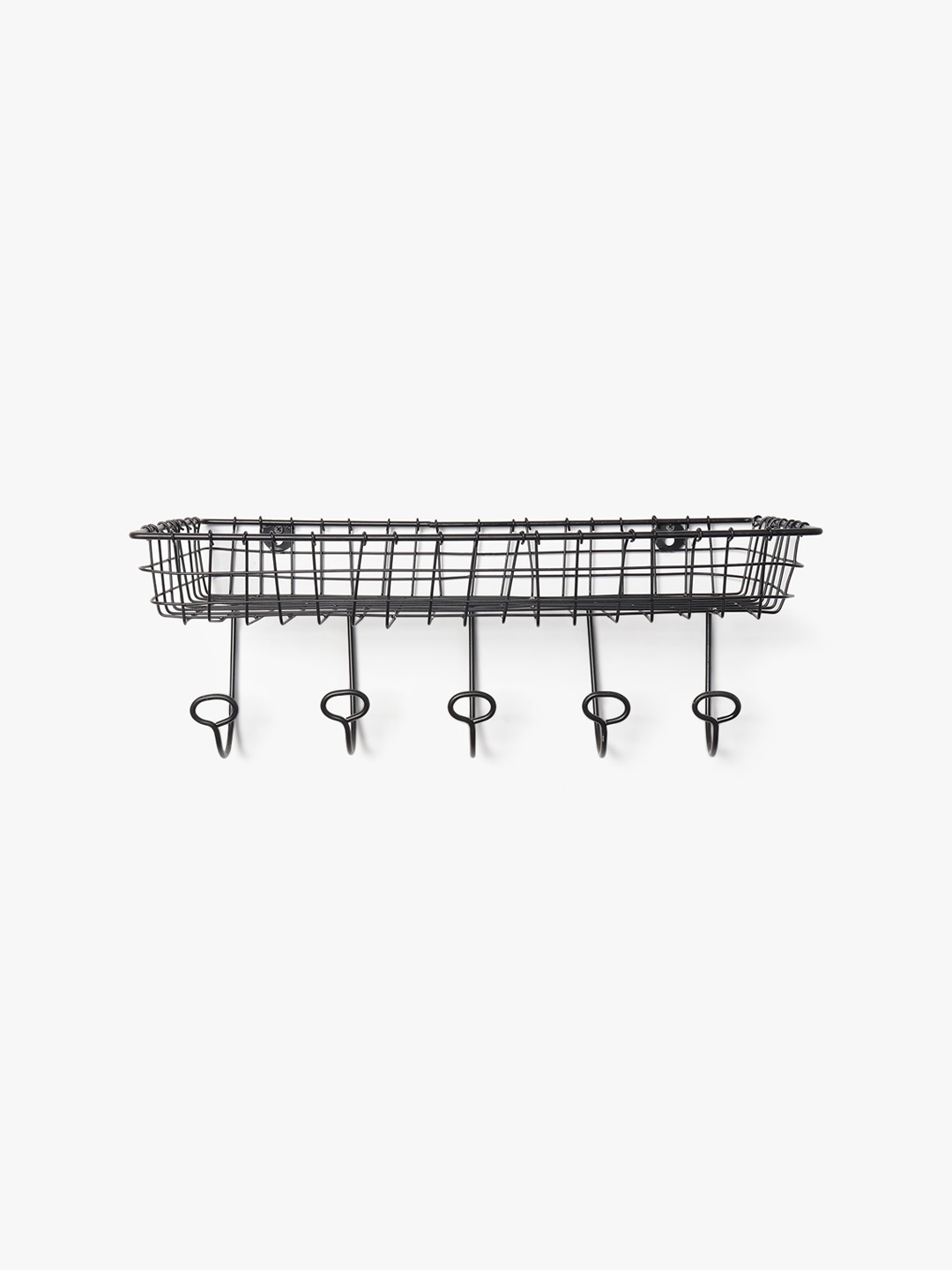 

CASA DECOR Black Metal Wire Wall Shelf With Keyholders