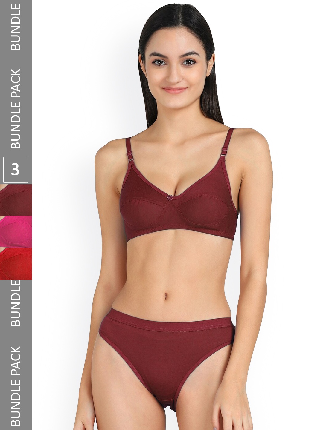 

Aamarsh Pack Of 3 Mid-Rise Cotton Lingerie Set AP_B_Ruchi Set_Pink,Purple,Maroon_30