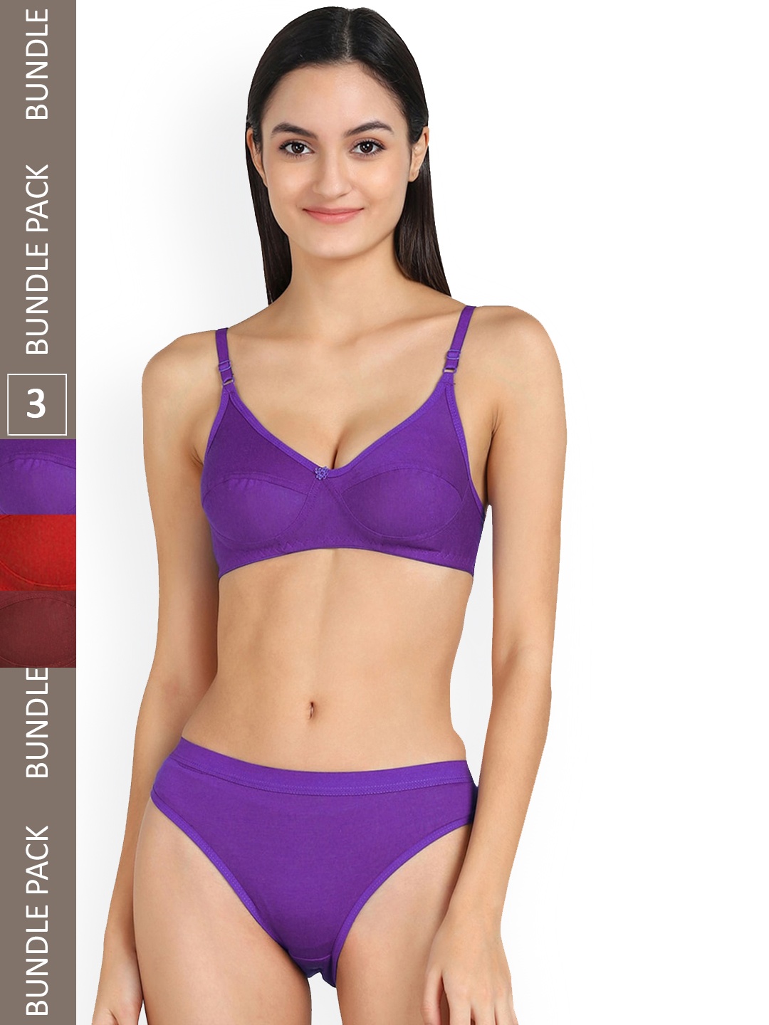 

Aamarsh Pack Of 2 Mid-Rise Cotton Lingerie Set, Purple