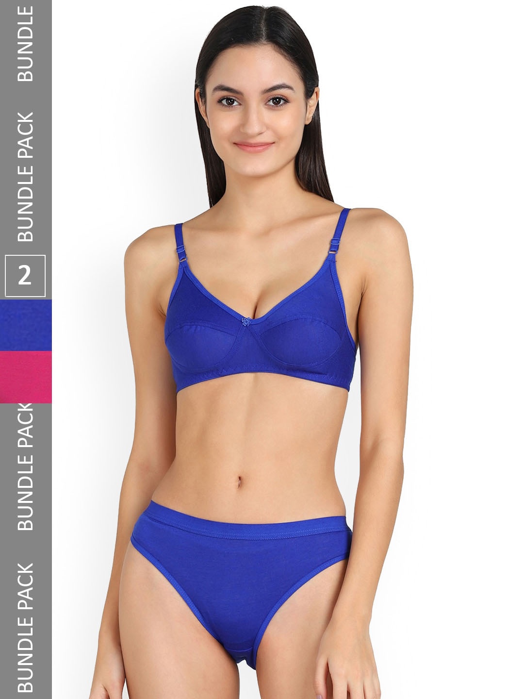 

Aamarsh Pack Of 2 Mid-Rise Cotton Lingerie Set, Blue