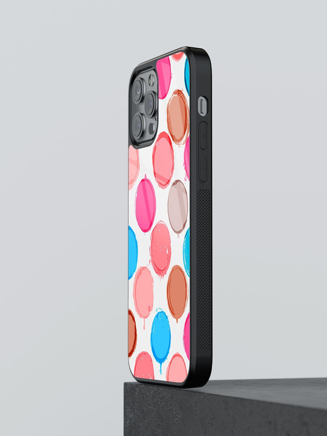 

macmerise Polka Dots Printed iPhone 12 Pro Glass Phone Back Cover, White