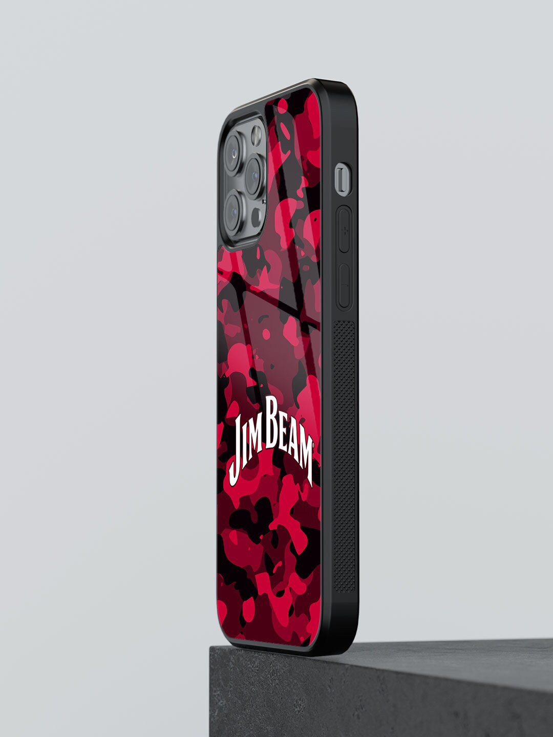 

macmerise Jim Beam Camo Printed iPhone 12 Pro Glass Phone Back Cover, Black