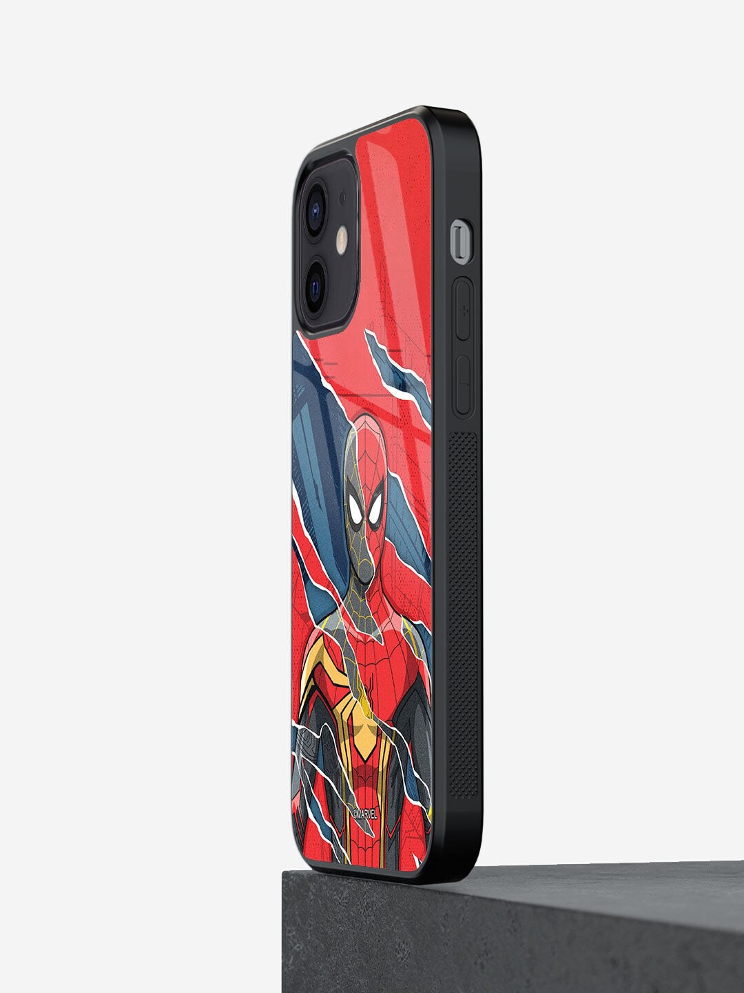 

macmerise All 3 Spidey Printed iPhone 12 Mini Glass Phone Back Cover, Red