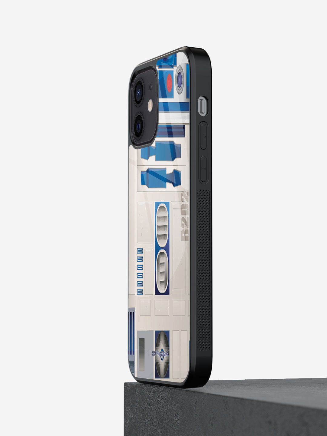

macmerise Attire R2D2 Printed iPhone 12 Mini Glass Phone Back Cover, Grey