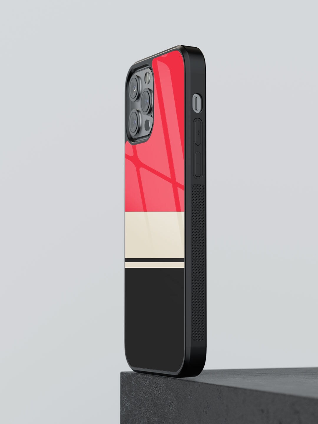 

macmerise Racecar Stripes Printed iPhone 12 Pro Glass Phone Back Cover, Red