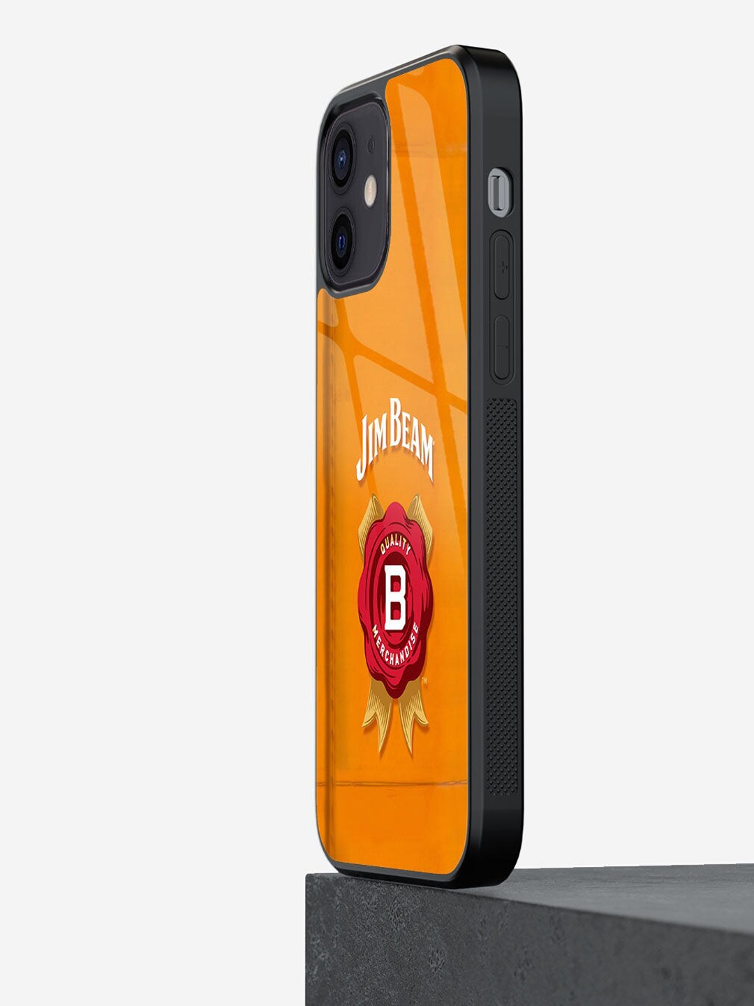 

macmerise Jim Beam Printed iPhone 12 Mini Glass Phone Back Cover, Orange