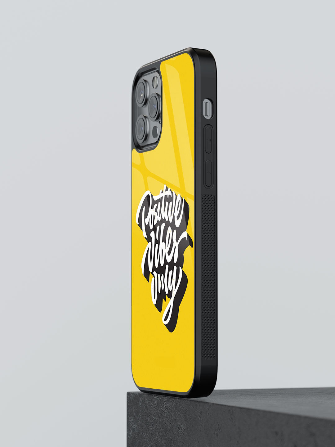 

macmerise Positive Vibes Printed iPhone 12 Pro Back Case, Yellow