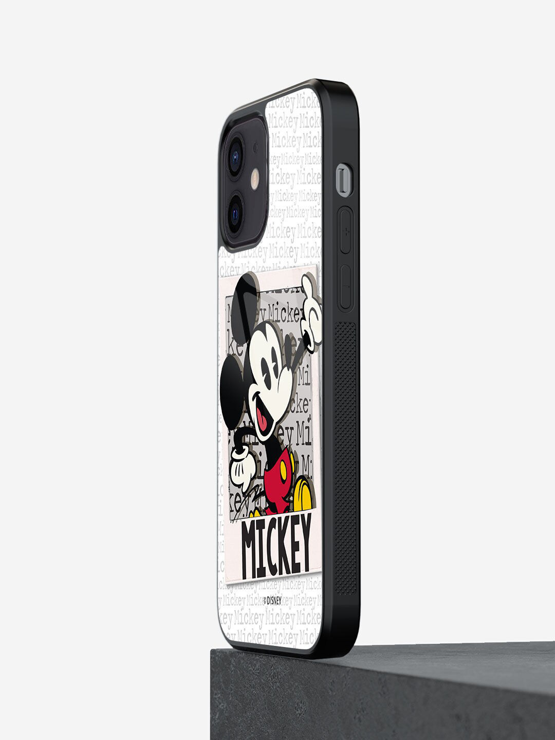 

macmerise Hello Mr Mickey Printed iPhone 12 Mini Glass Phone Back Case, Black