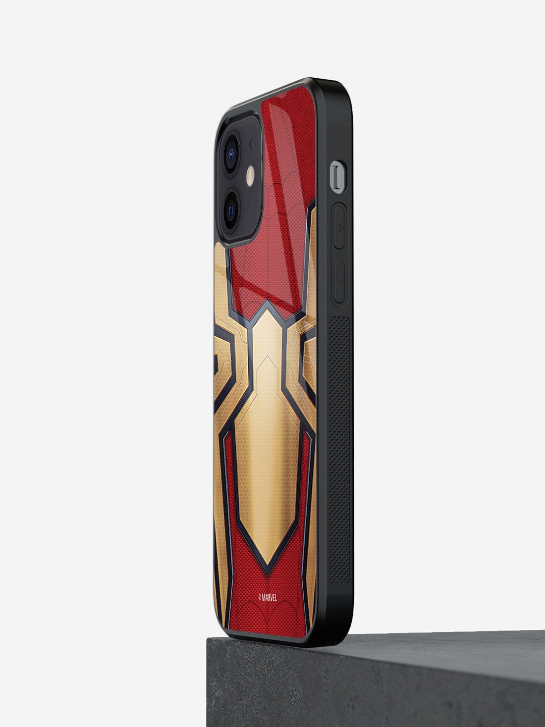 

macmerise Integrated Spider Printed iPhone 12 Mini Glass Phone Back Cover, Red