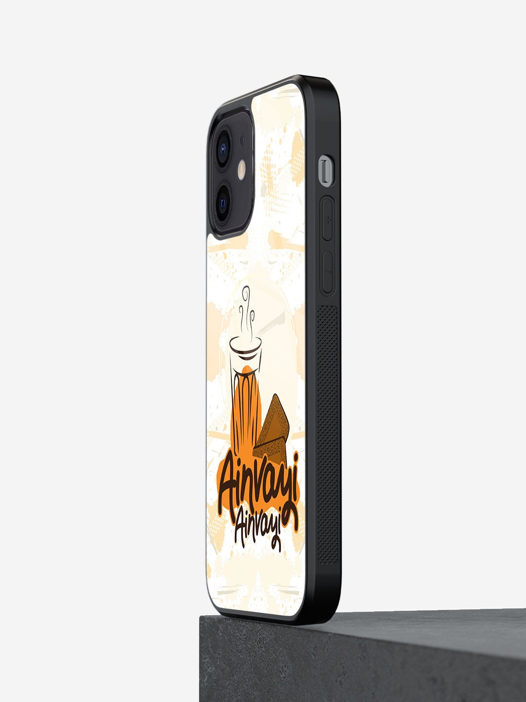 

macmerise SM Ainvayi Ainvayi Printed iPhone 12 Mini Glass Phone Back Cover, Beige