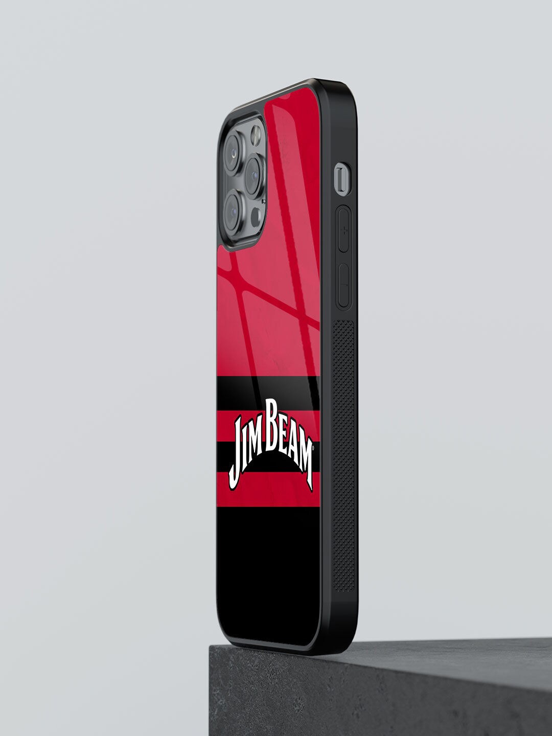

macmerise Jim Beam Printed iPhone 12 Pro Glass Phone Back Cover, Red