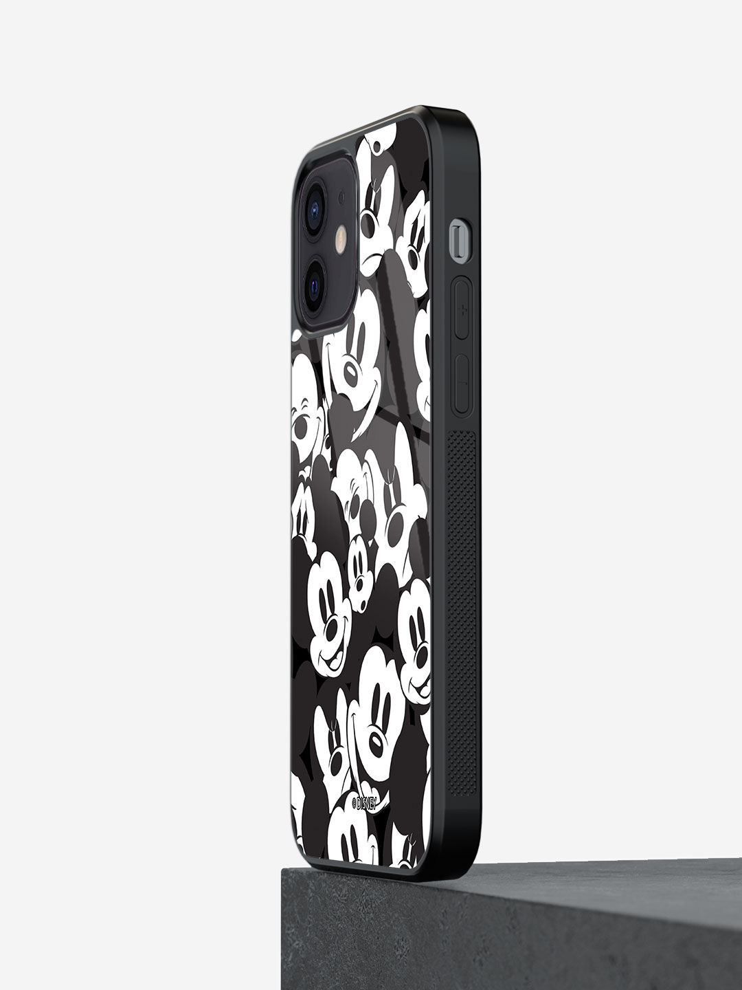 

macmerise Mickey Smileys Design iPhone 12 Mini Glass Phone Case, Black