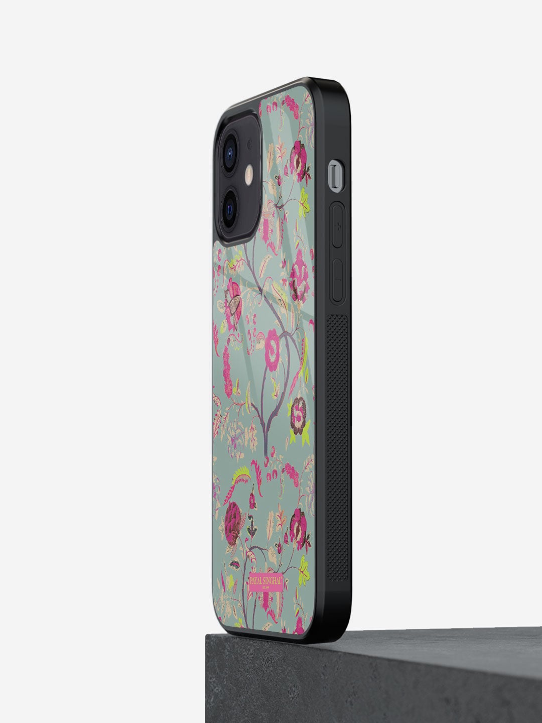 

macmerise Payal Singhal Chintz Print Design iPhone 12 Mini Glass Case, Grey