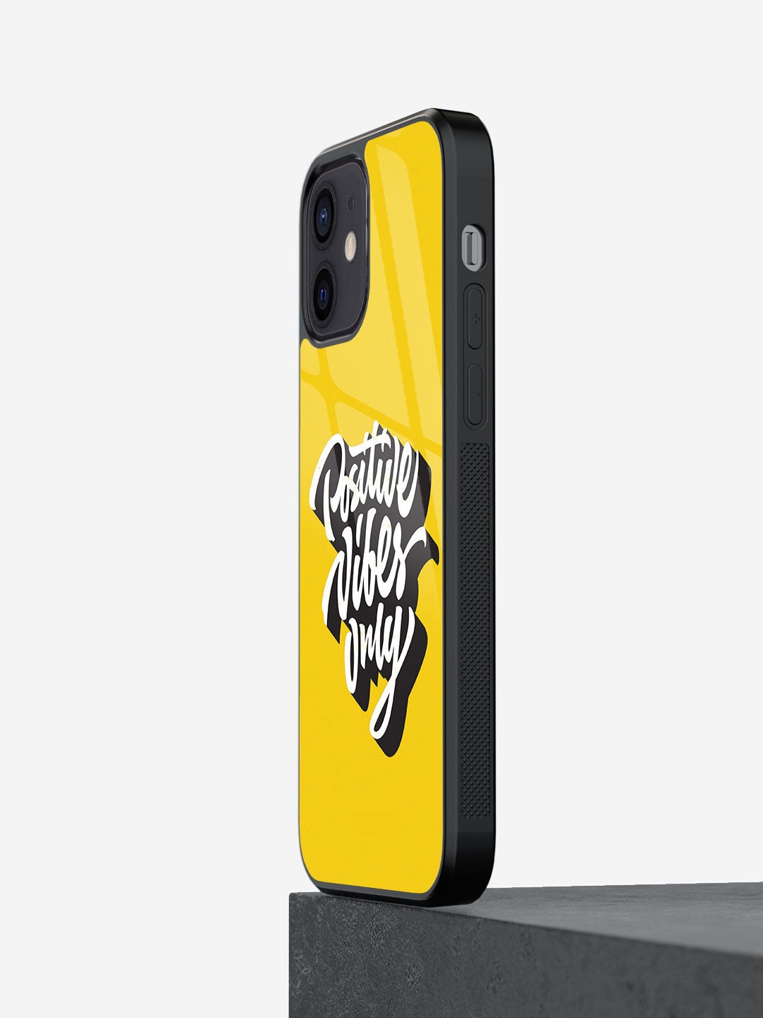 

macmerise Unisex Positive Vibes Only Design iPhone 12 Mini Glass Case, Yellow