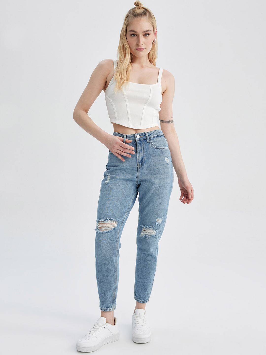 

DeFacto Women Faded Joggers Trousers, Blue